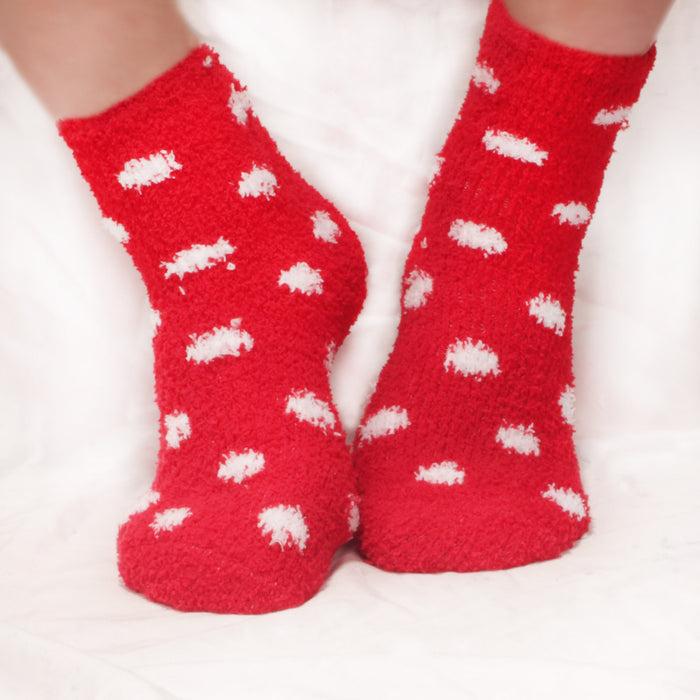Bamboomn Women's Fuzzy Polka Dots Socks: 4 Pairs