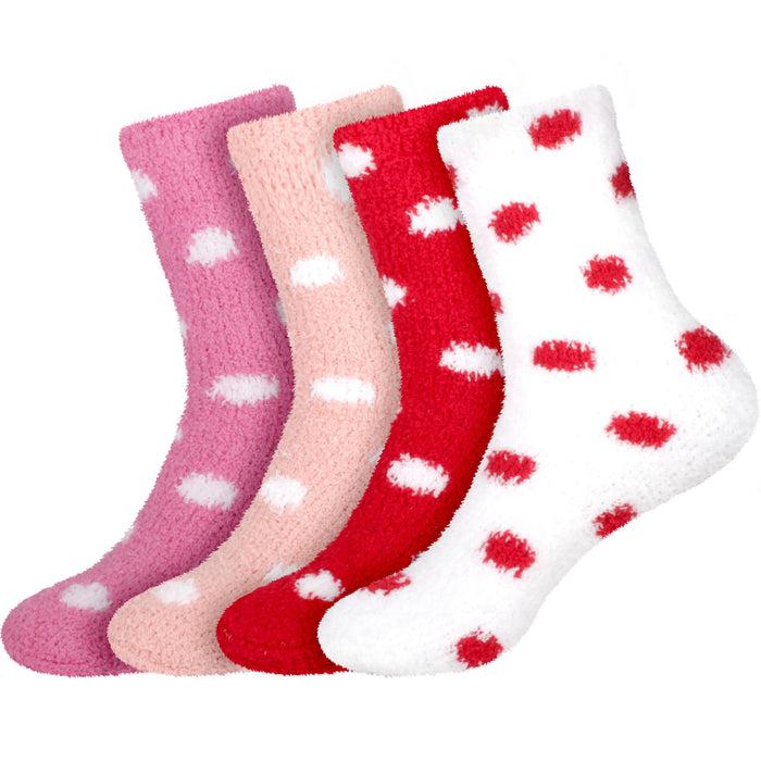 bamboomn Women's Fuzzy Polka Dots Socks: 4 Pairs
