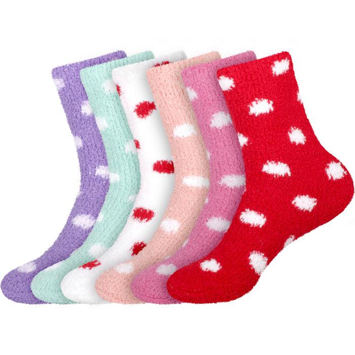 bamboomn Women's Fuzzy Polka Dots Socks: 6 Pairs