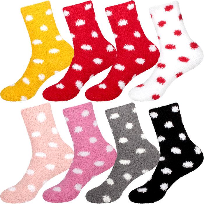 bamboomn Women's Fuzzy Polka Dots Socks: 8 Pairs