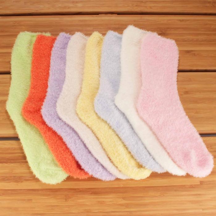 Bamboomn Women's Fuzzy Soft Pastel Colored Socks