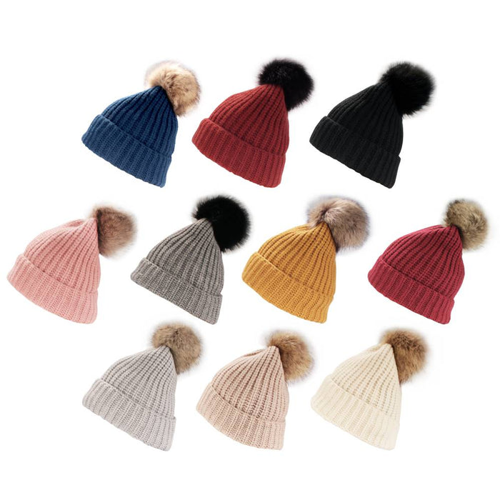 Bamboomn Women's Knitted Pom Pom Slouchy Beanie