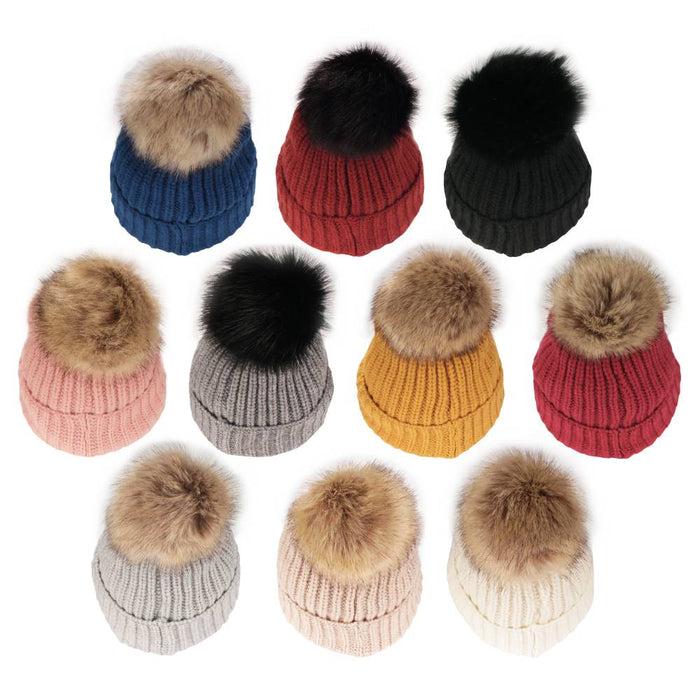 Bamboomn Women's Knitted Pom Pom Slouchy Beanie