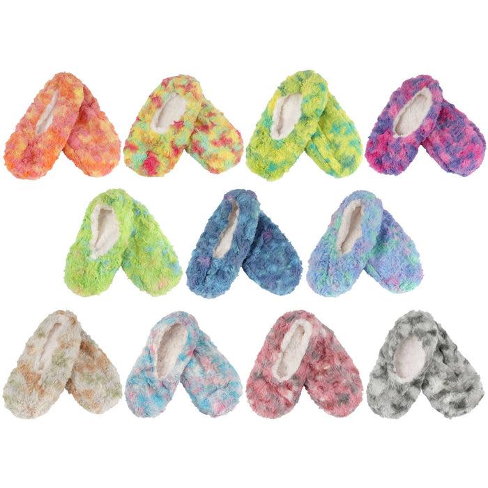 bamboomn Women's Tie-Dye Fuzzy Slippers: Singles