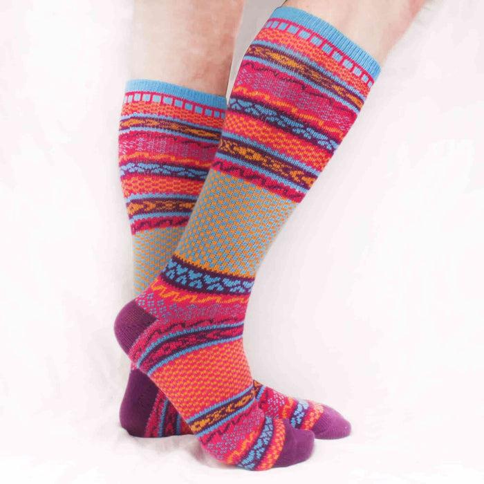 Bamboomn Women's Vintage Knitted Colorful Socks