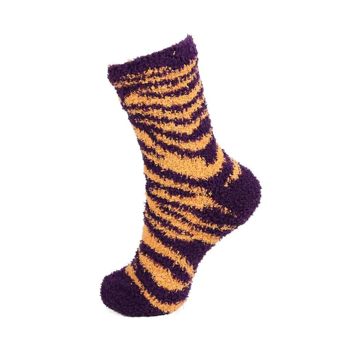 Bamboomn Zebra Stripe Team Spirit Fuzzy Socks