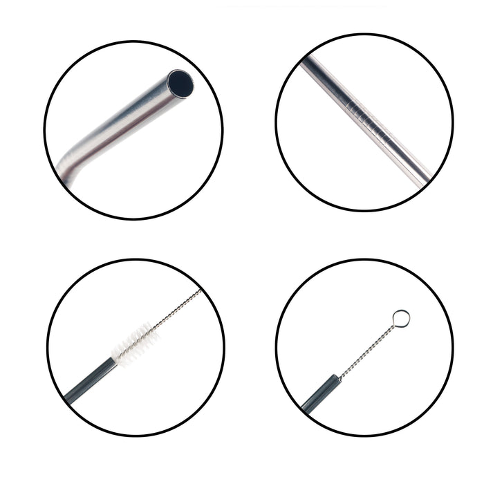 Bamboomn Bent Stainless Steel Reusable Drinking Straw W/ Cleaning Brush