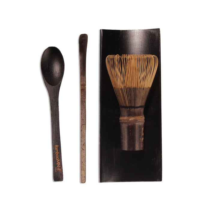 bamboomn Black Chasen + Black Tray + Black Chashaku + Black Tea Spoon