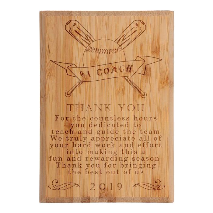 Bamboomn Coach Thank You Custom Engraved Bamboo Plaque