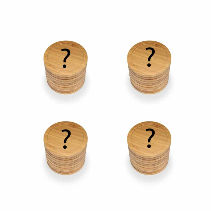 Bamboomn Coffee And Tea Phrases Round Custom Engraved Bamboo Coaster Set