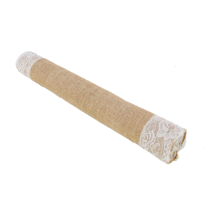 bamboomn Colored Extra-Long Burlap Lace-Lined Table Runners