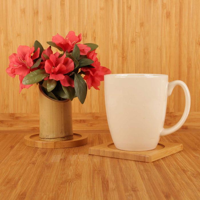 Bamboomn Custom Company Business Logo Engraved Bamboo Wooden Round Coasters