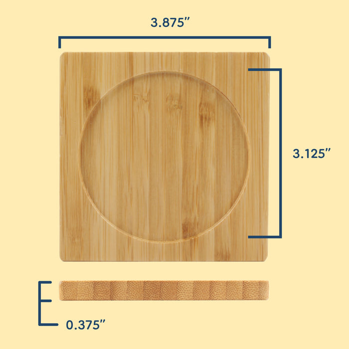 Bamboomn Custom Company Business Logo Engraved Bamboo Wooden Square Coasters