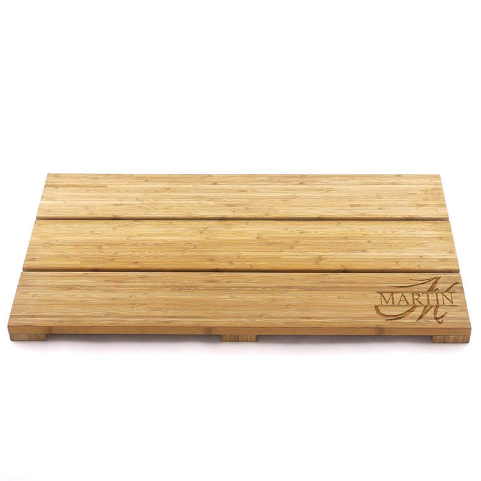 Bamboomn Custom Engraved Raised Bamboo Bath Mat: Brushed Style Letter And Name