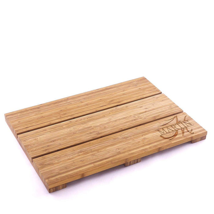 Bamboomn Custom Engraved Raised Bamboo Bath Mat: Brushed Style Letter And Name