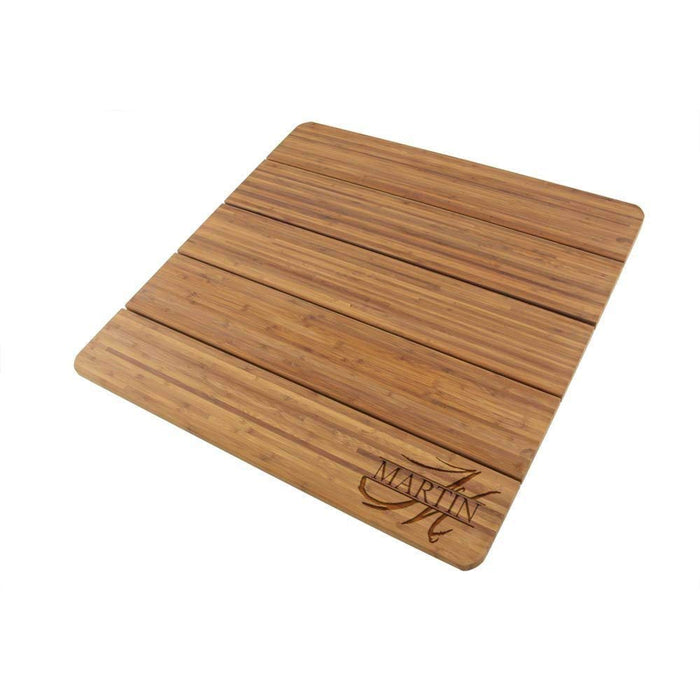 bamboomn Custom Engraved Raised Bamboo Bath Mat: Brushed Style Letter and Name