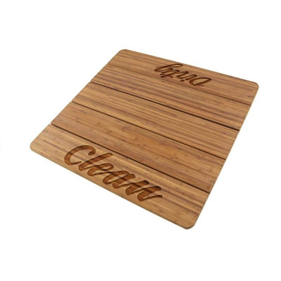bamboomn Custom Engraved Raised Bamboo Bath Mat: Clean & Dirty