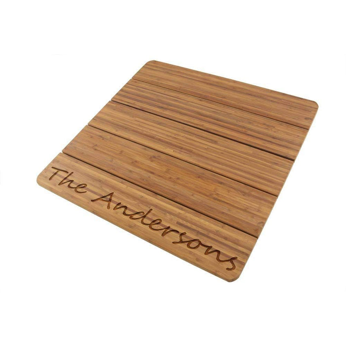 bamboomn Custom Engraved Raised Bamboo Bath Mat: Family Name
