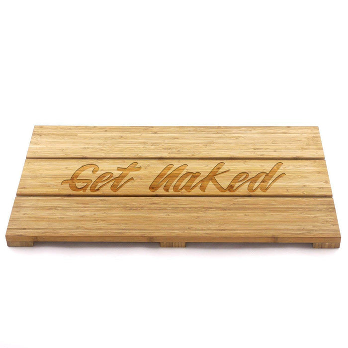 Bamboomn Custom Engraved Raised Bamboo Bath Mat: Get Naked