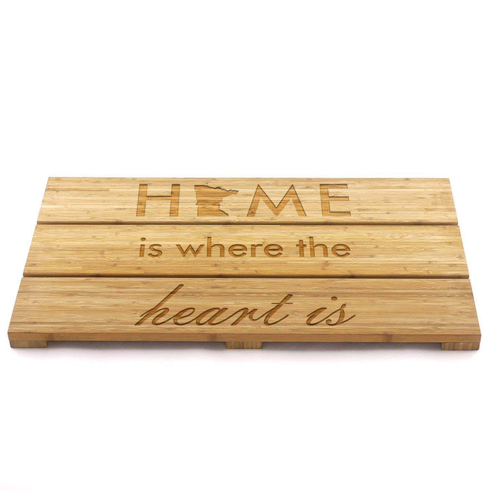 Bamboomn Custom Engraved Raised Bamboo Bath Mat: Home Is Where The Heart Is
