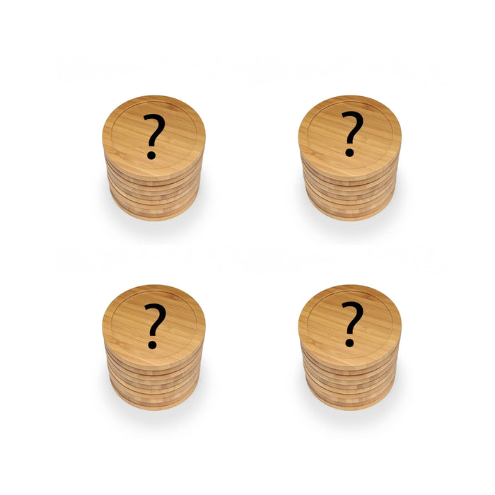 Bamboomn Dark Ale Names Round Custom Engraved Bamboo Coaster Set