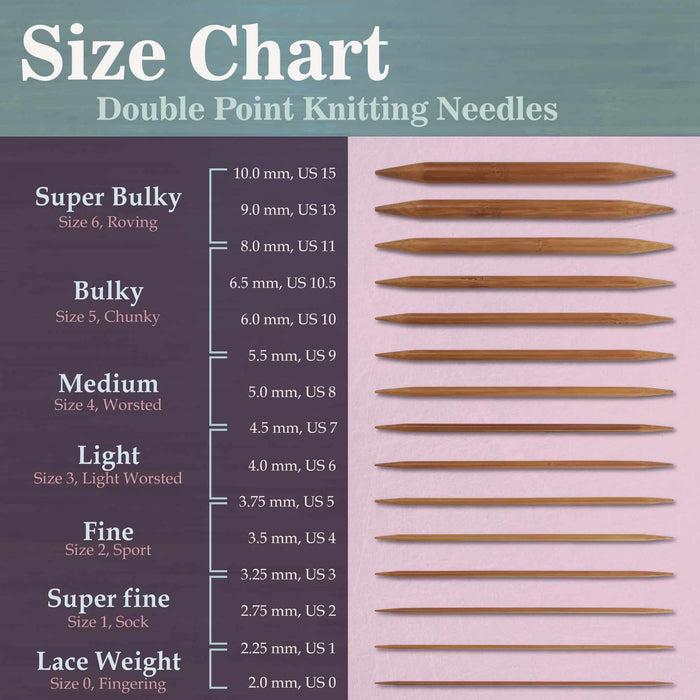 Bamboomn Double Point Bamboo Knitting Needle 15 Size Sets