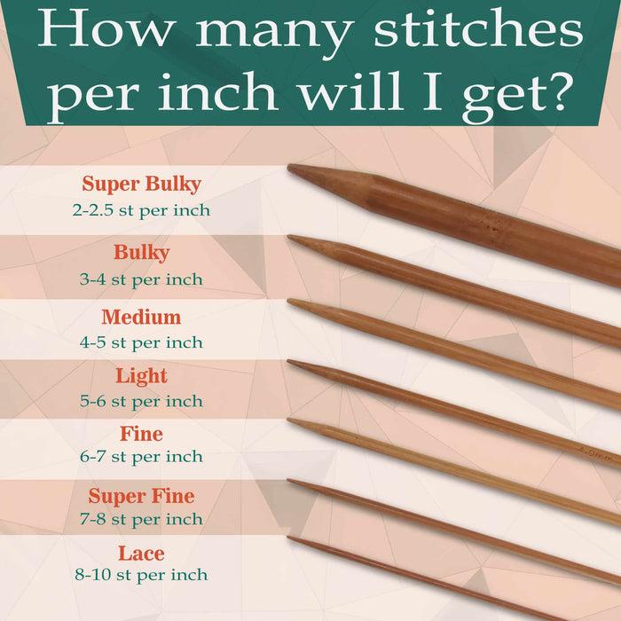 Bamboomn Double Point Bamboo Knitting Needle 15 Size Sets