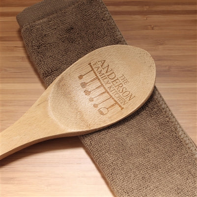 Bamboomn Family Kitchen Utensils Custom Engraved Serving Spoon
