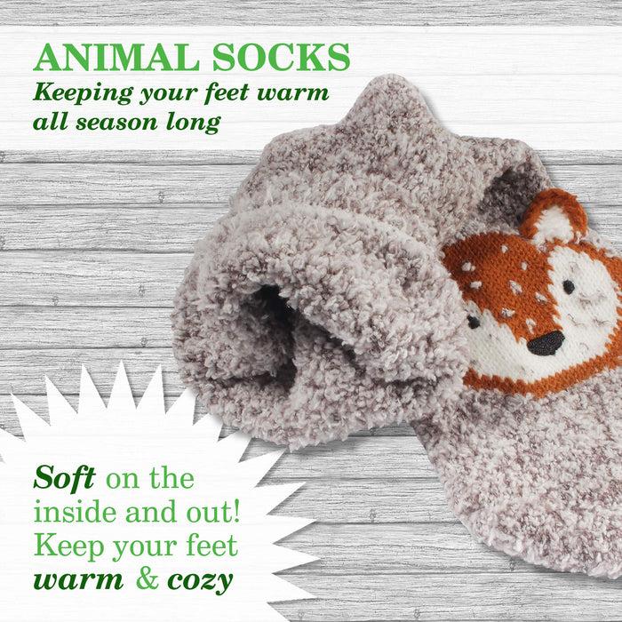 Bamboomn Fuzzy Cozy Microfiber Animal Socks Assortments - 3 Pairs
