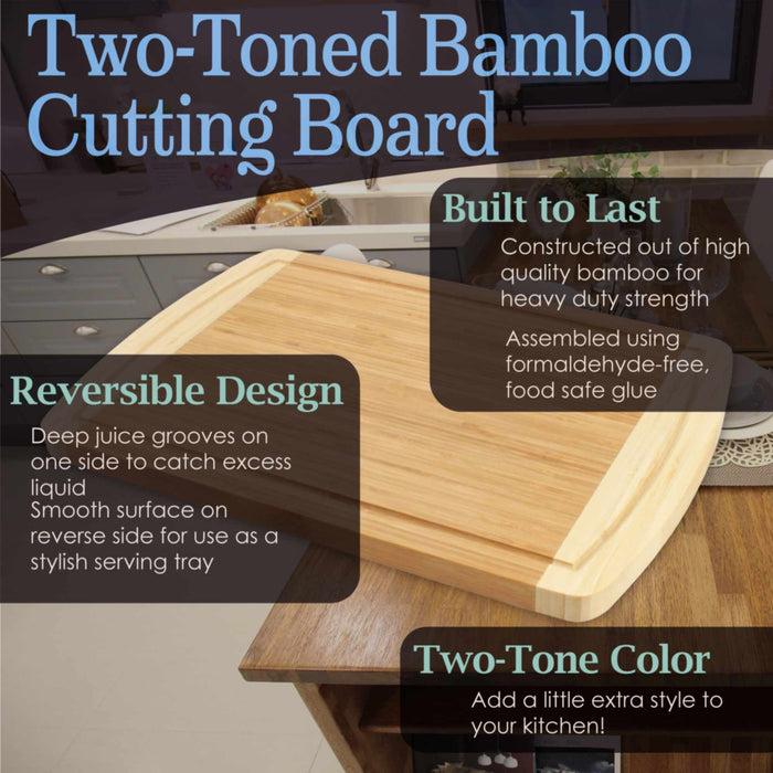 Bamboomn Grooved Two-Tone Bamboo Cutting Board 17.25" X 11.75" X 0.75"