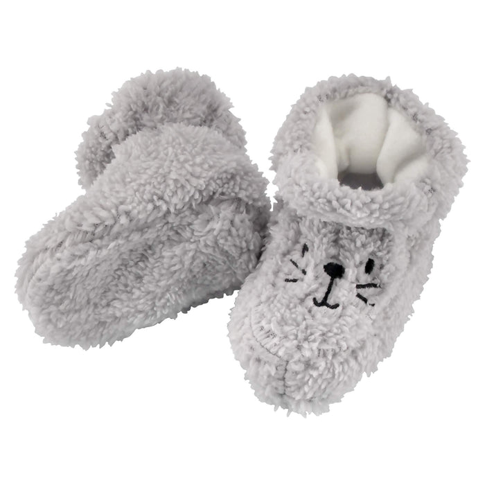 Bamboomn Infant Toddler Grey Soft Fluffy Plush Cozy Fuzzy Booties Slippers Single Pair