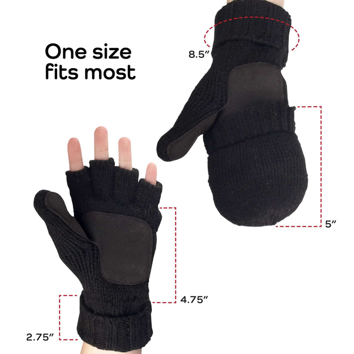 Bamboomn Knitted Winter Convertible Half Fingerless Glove Mittens Combo