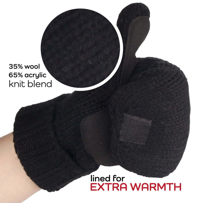 Bamboomn Knitted Winter Convertible Half Fingerless Glove Mittens Combo