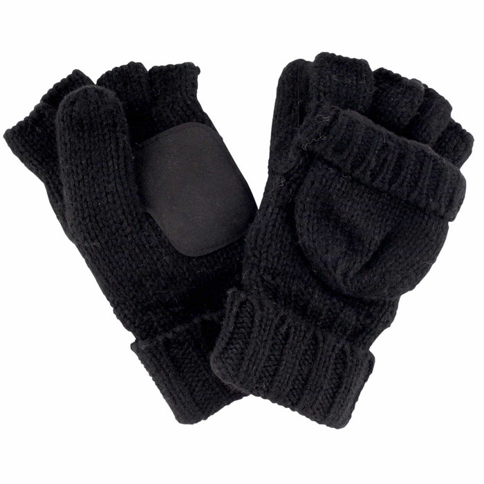 bamboomn Knitted Winter Convertible Half Fingerless Glove Mittens Combo
