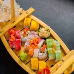 Bamboomn Large Wooden Sushi Display Serving Tray Boat