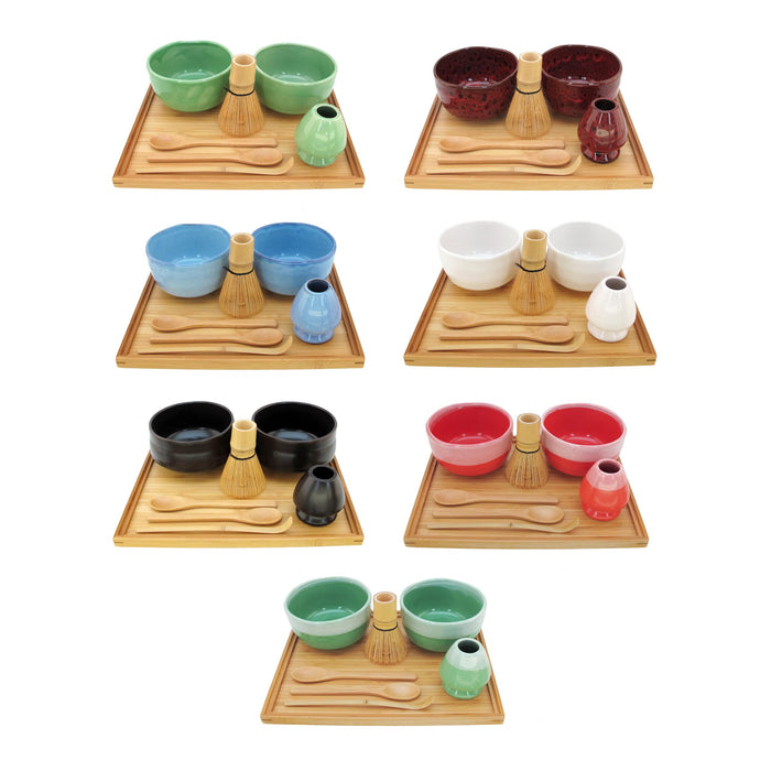 bamboomn Matcha Bowl Set with 2 Bowls Tea Whisk Rest Tray 2 Teaspoons and Chashaku