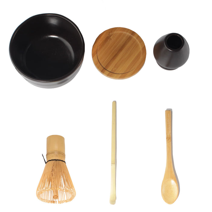 Bamboomn Matcha Chawan Matcha Bowl Tea Whisk Chashaku Spoon Matcha Holder Bamboo Coaster Starter Set
