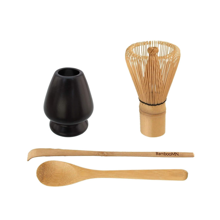 Bamboomn Matcha Green Tea Whisk Set - Whisk + Scoop + Tea Spoon + Whisk Holder
