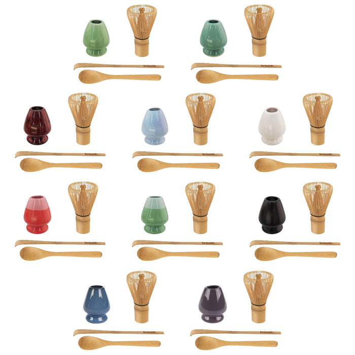 bamboomn Matcha Green Tea Whisk Set - Whisk + Scoop + Tea Spoon + Whisk Holder