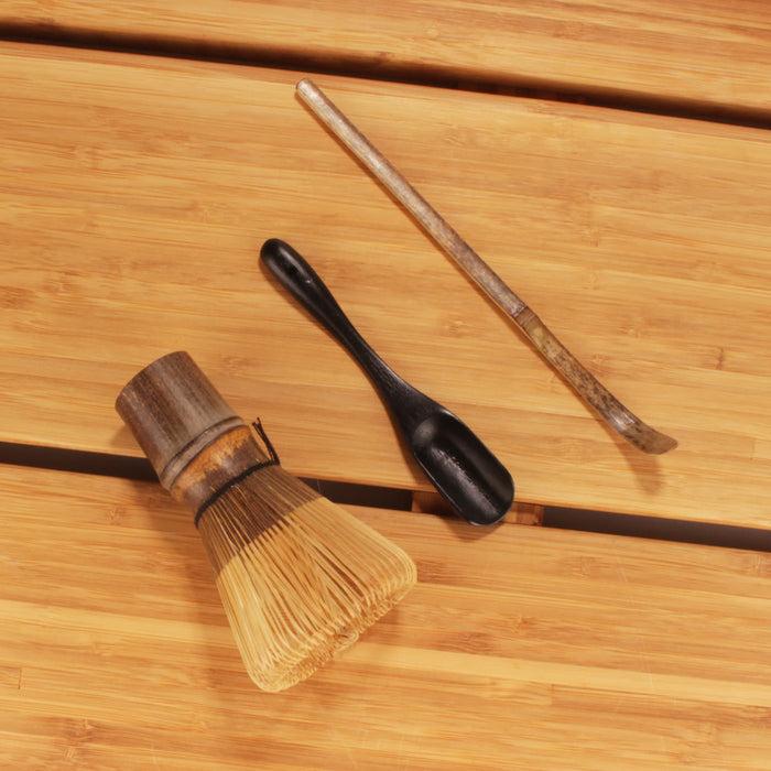 Bamboomn Matcha Whisk Set Black Chasen Chashaku Deep Scoop