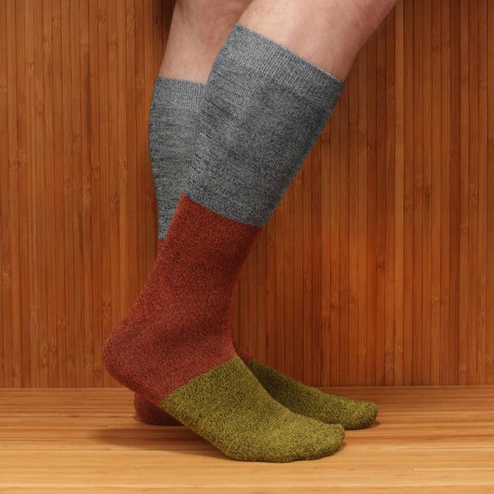 Bamboomn Men's Bamboo Vintage Casual Crew 3 Color Stripe Socks