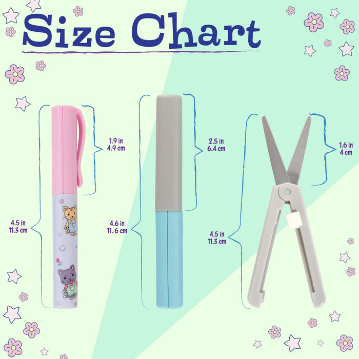 Bamboomn Mini Pen-Style And Push Portable Safety Scissors Set