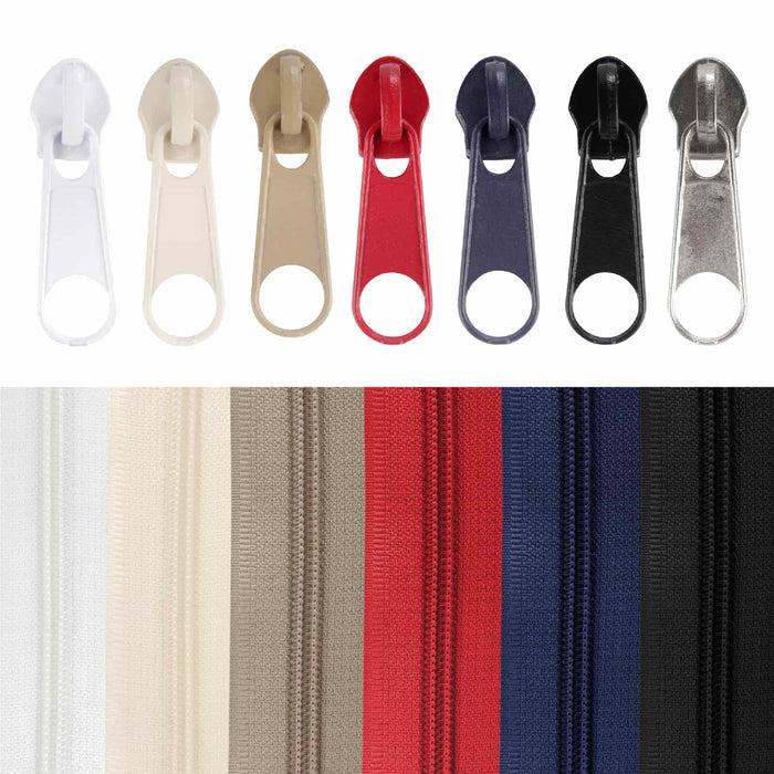 bamboomn Nylon Coil Zipper Tape with Metal Non-Locking Pulls