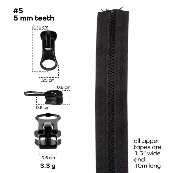 Bamboomn Plastic Zipper Tape With Delrin Locking Pulls