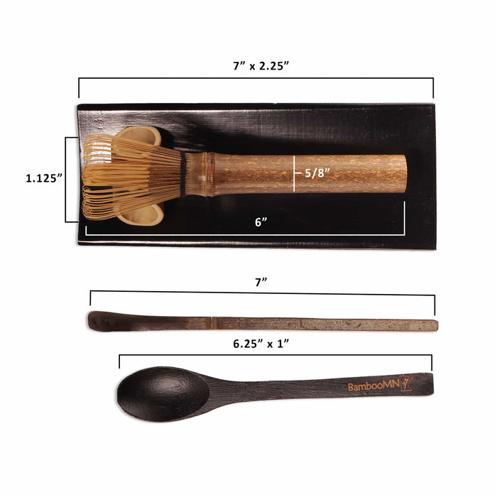 Bamboomn Skinny Black Chasen + Tray + Chashaku + Black Tea Spoon