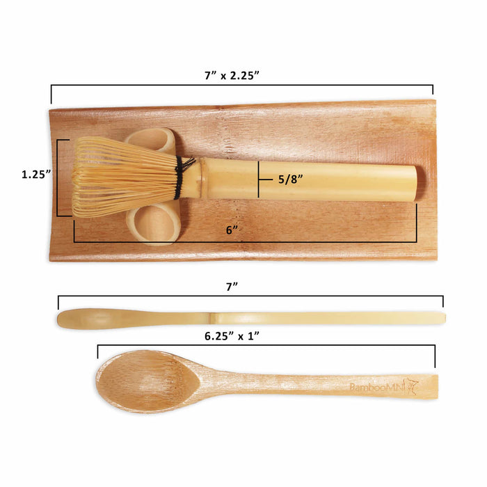 Bamboomn Skinny Golden Chasen + Tray + Chashaku + Tea Spoon