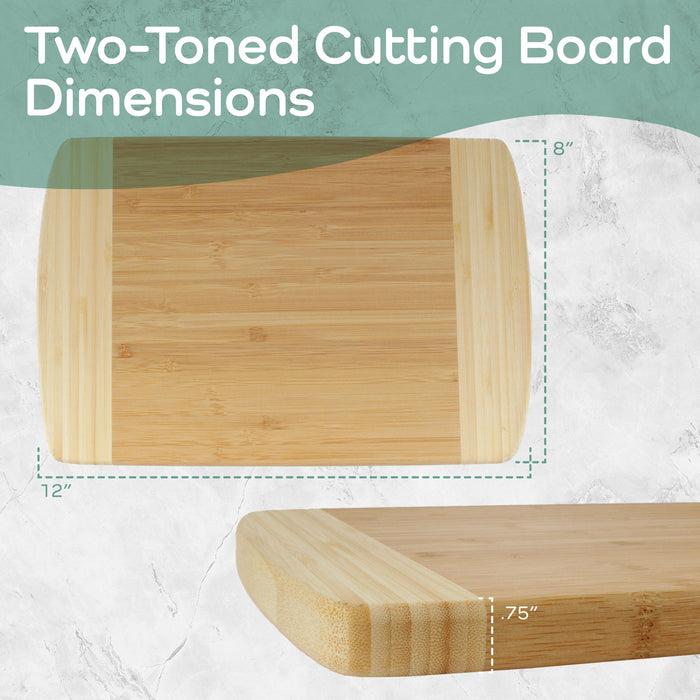 Bamboomn Small Two-Tone Bamboo Cutting Board 12" X 8" X 0.75"