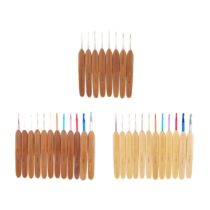 bamboomn Steel Crochet Hooks w/ Bamboo Handle - 2 Piece Sets