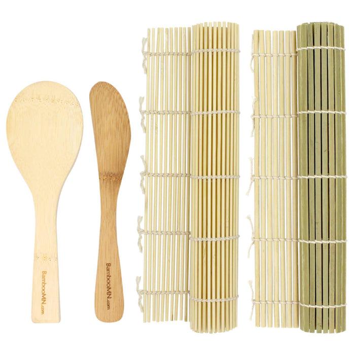 bamboomn Sushi Rolling Kit with 2 Rolling Mats Rice Paddle and Spreader