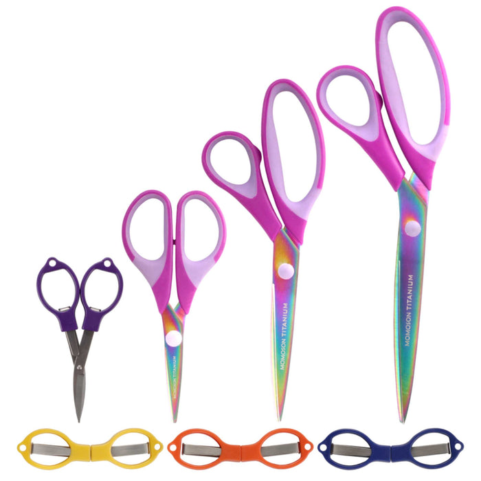 bamboomn Titanium Softgrip Scissors Sets & Small Folding Travel Scissors